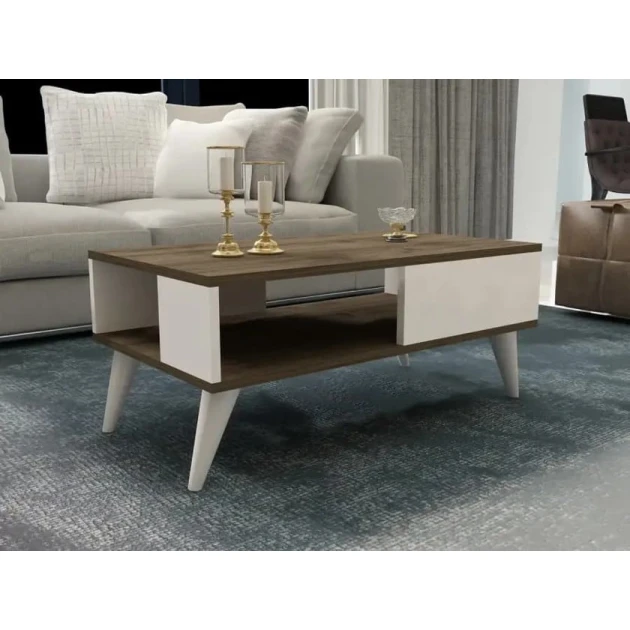 Журнальный стол ev_12116151, ламинат, белый/коричневый, 90x45x40 см Журнальный стол ev_12116151, ламинат, белый/коричневый, 90x45x40 см