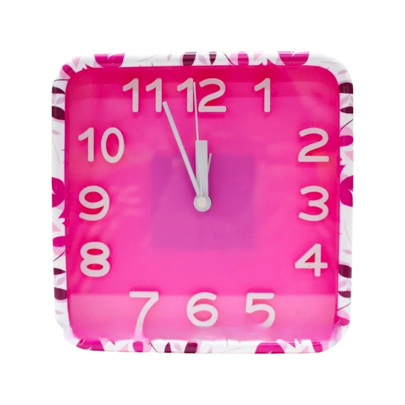 Часы-будильник квадратные, розовые, 15 см Часы-будильник квадратные, розовые, 15 см