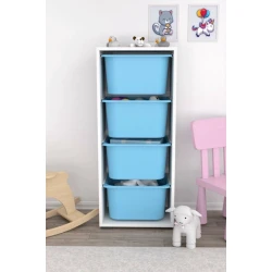 Шкаф для игрушек Pratico I39032, белый/голубой, 30x45.5x109 см