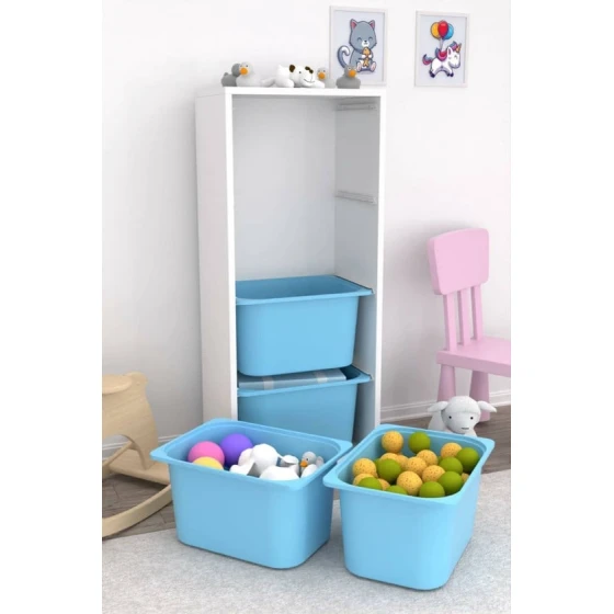 Шкаф для игрушек Pratico I39032, белый/голубой, 30x45.5x109 см Шкаф для игрушек Pratico I39032, белый/голубой, 30x45.5x109 см
