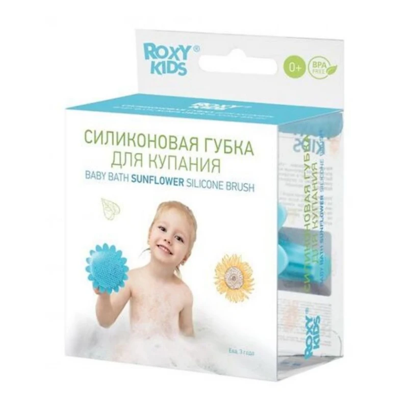 Детская антибактериальная губка Roxy Kids Sunflower, голубой Детская антибактериальная губка Roxy Kids Sunflower, голубой