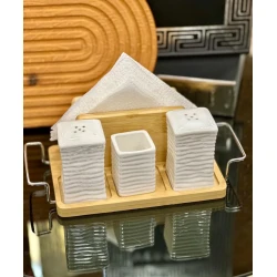 İstiotqabı və duzqabı dəsti Plateon0064, keramika/metal/taxta, 150 ml