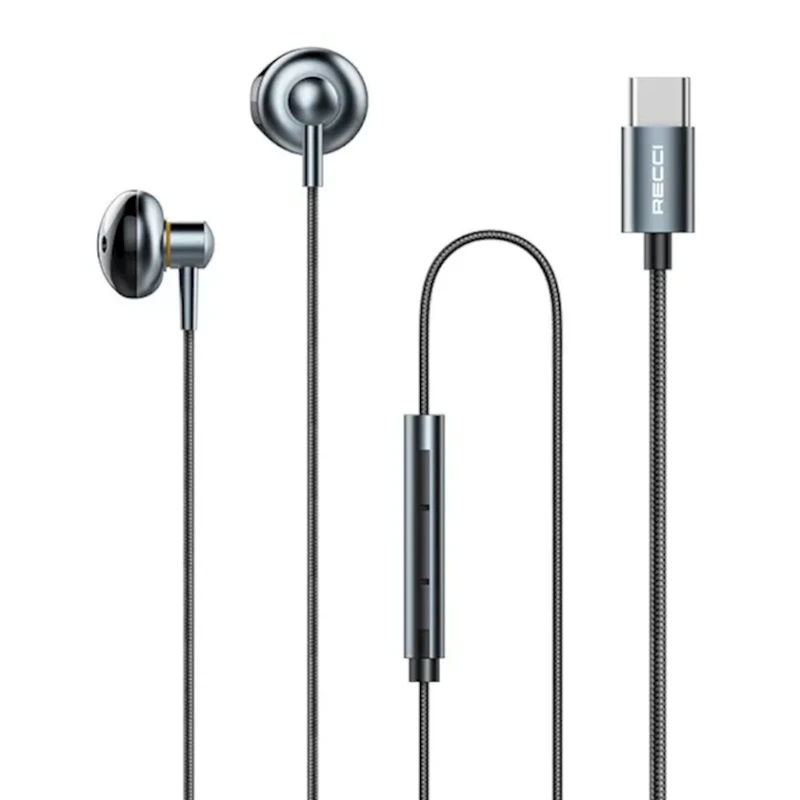 Проводные наушники Recci Metal Wired Earphone Hi-Fi Audio REP-L26