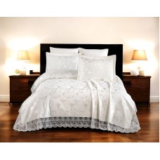 Örtük və yastıq üzü dəsti MiraNova 116, ikinəfərlik, örtük 240x260 sm, yastıq üzü 50x70 sm 2 əd, ağ