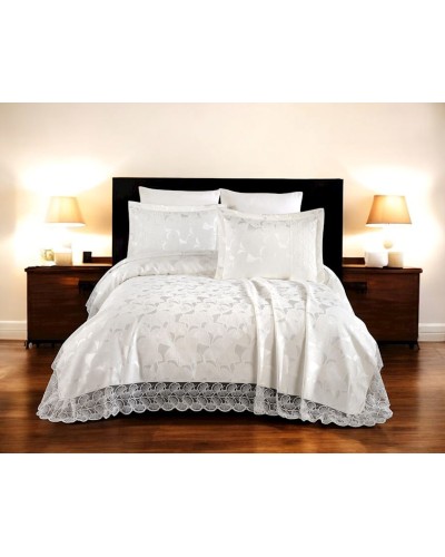 Örtük və yastıq üzü dəsti MiraNova 116, ikinəfərlik, örtük 240x260 sm, yastıq üzü 50x70 sm 2 əd, ağ