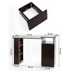 Компьютерный стол Letta ЛДСП, коричневый, 72.5х45х104 см