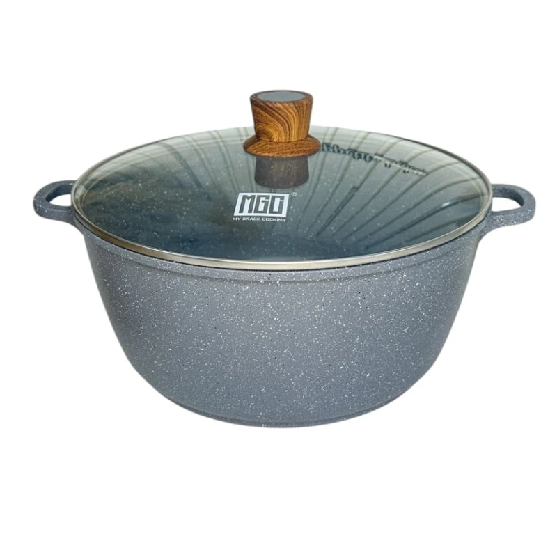Кастрюля MGC, гранит, серая, 32 см