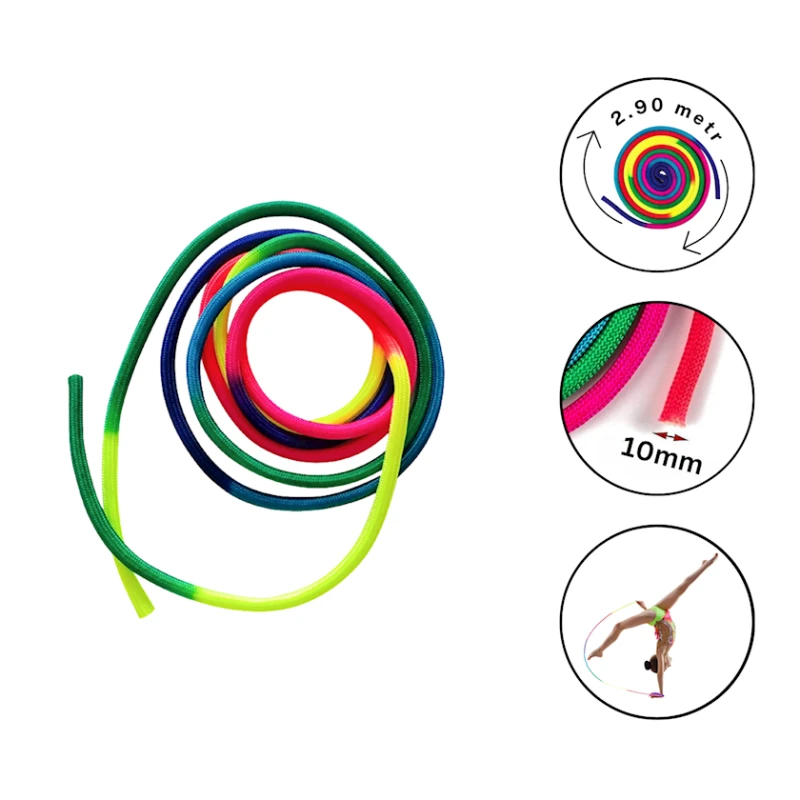 Лента для художественной гимнастики 1641 ПВХ, разноцветная, 290 см