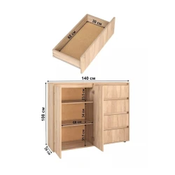 Комод Skand Big Sonoma, 108х39х140 см, ЛДСП, коричневый Комод Skand Big Sonoma, 108х39х140 см, ЛДСП, коричневый