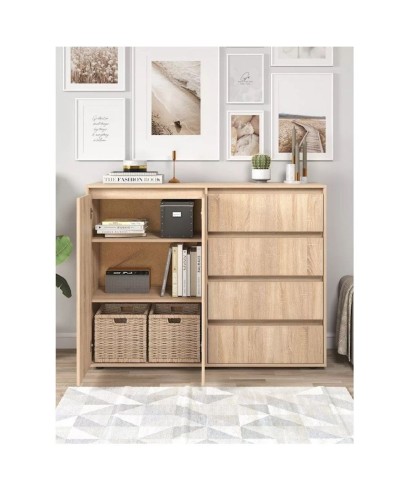 Komod Skand Big Sonoma, 108х39х140 sm, LDSP, qəhvəyi
