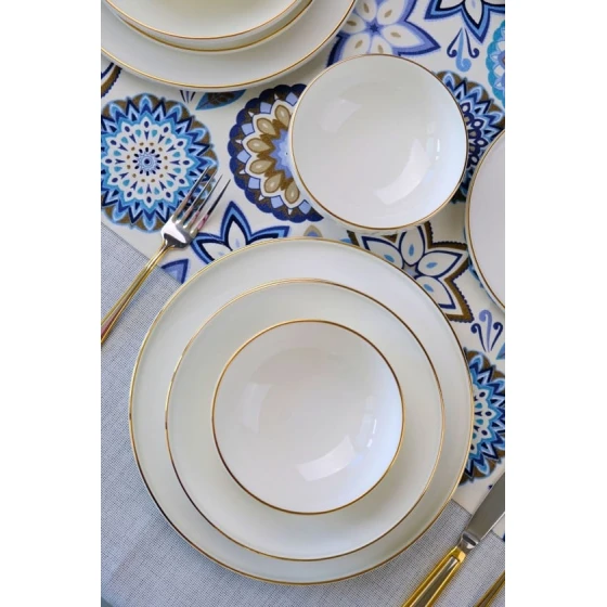 Сервиз обеденный Leggno Chester Gold, 24 предмета, 6 персон, костяной фарфор, белый Сервиз обеденный Leggno Chester Gold, 24 предмета, 6 персон, костяной фарфор, белый