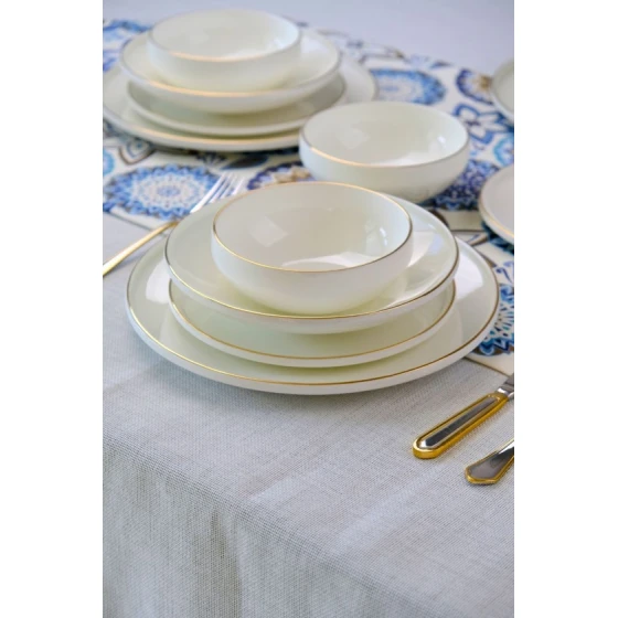 Сервиз обеденный Leggno Chester Gold, 24 предмета, 6 персон, костяной фарфор, белый Сервиз обеденный Leggno Chester Gold, 24 предмета, 6 персон, костяной фарфор, белый