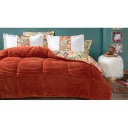 Yataq dəsti Yataş Diamond Triola, yorğan 155x215 sm, mələfə 100x200 sm, yastıq üzü 50x70 sm, birnəfərlik, pambıq/poliester, Turuncu