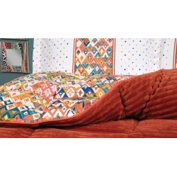 Yataq dəsti Yataş Diamond Triola, yorğan 155x215 sm, mələfə 100x200 sm, yastıq üzü 50x70 sm, birnəfərlik, pambıq/poliester, Turuncu