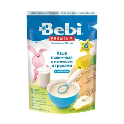 Каша молочная Bebi Premium Пшеничная с печеньем и грушами, с 6 месяцев, 200 г