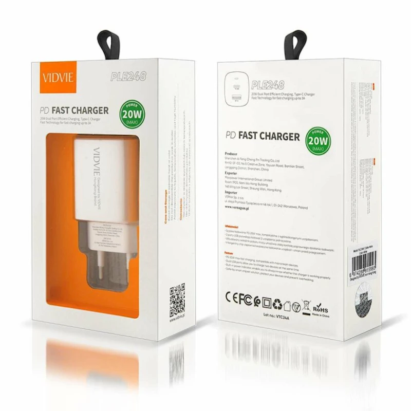 Сетевое зарядное устройство Vidvie PLE248 20W White Сетевое зарядное устройство Vidvie PLE248 20W White