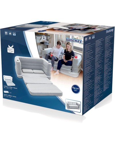 Şişmə divan Bestway 75063, boz, 200x160x64 sm