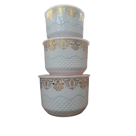 Набор контейнеров для хранения продуктов MagiDeal SE143, 3 шт, белый/золотистый Набор контейнеров для хранения продуктов MagiDeal SE143, 3 шт, белый/золотистый