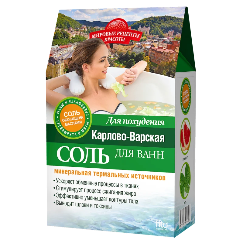 Cоль для ванны Фитокосметик Мировые Рецепты Красоты Карлово-Варская для Похудения 500 г Cоль для ванны Фитокосметик Мировые Рецепты Красоты Карлово-Варская для Похудения 500 г