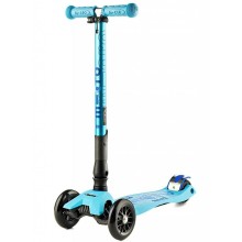 Üç təkərli qatlanan samokat Micro Maxi Deluxe Foldable T-bar Bright Blue, göy, alüminium, plastik, 5-12 yaş, 24x56x69-92 sm, təkərlər 120/80 mm, 2800 q