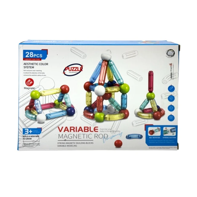 Maqnit konstruktor Jiazhi Toys Variable Magnetic Rod, 28 əşya, 3+ yaş