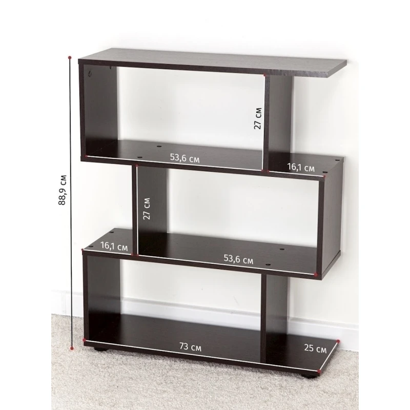 Стеллаж Letta 89x73x25 см, ЛДСП, черный Стеллаж Letta 89x73x25 см, ЛДСП, черный