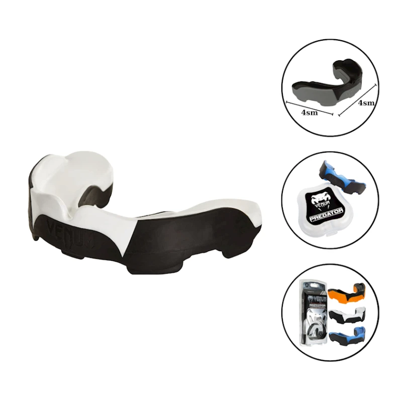 Боксерская капа Venum 1472 одночелюстная, силикон, черная/белая, 4x4 см Боксерская капа Venum 1472 одночелюстная, силикон, черная/белая, 4x4 см
