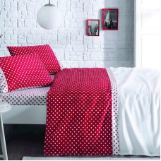 Yataq dəsti Tivolyo Home Macchiato, yorğan üzü 200x220 sm, mələfə 240x260 sm, 4 əd yastıq üzü 50x70 sm, ikinəfərlik, satin/pambıq, qırmızı