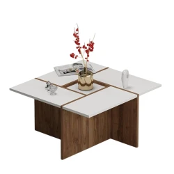 Журнальный стол Ev Plus 12115845, ЛДСП, белый/коричневый, 81x40x81 см