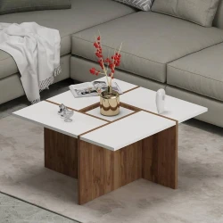 Журнальный стол Ev Plus 12115845, ЛДСП, белый/коричневый, 81x40x81 см