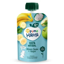 Püre ФрутоНяня Alma, banan, kəsmik, 90 q, 6 aydan