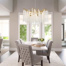 Asma çilçıraq Şəms Aydınlatma 85032-600, 8xE14, qızılı/şəffaf kristal, 60x45 sm - 33001--600 GD