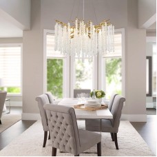 Asma çilçıraq Şəms Aydınlatma 85032-600, 8xE14, qızılı/şəffaf kristal, 60x45 sm - 33001--600 GD