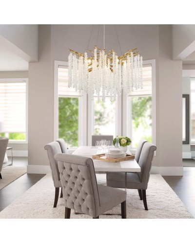 Asma çilçıraq Şəms Aydınlatma 85032-600, 8xE14, qızılı/şəffaf kristal, 60x45 sm - 33001--600 GD
