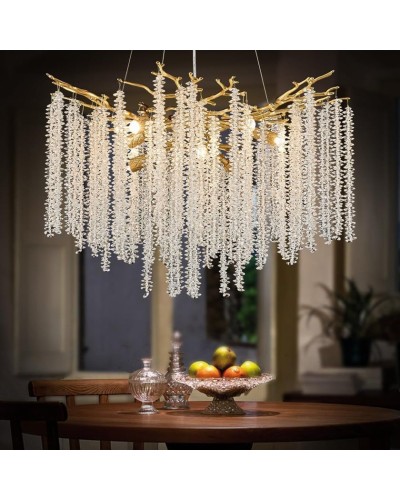 Asma çilçıraq Şəms Aydınlatma 85032-600, 8xE14, qızılı/şəffaf kristal, 60x45 sm - 33001--600 GD