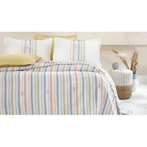 Комплект постельного белья Yataş Benito, пике 200x220 см, простыня 160x200x36 см, наволочка 50x70 см (2 шт), двуспальный, хлопок, разноцветный