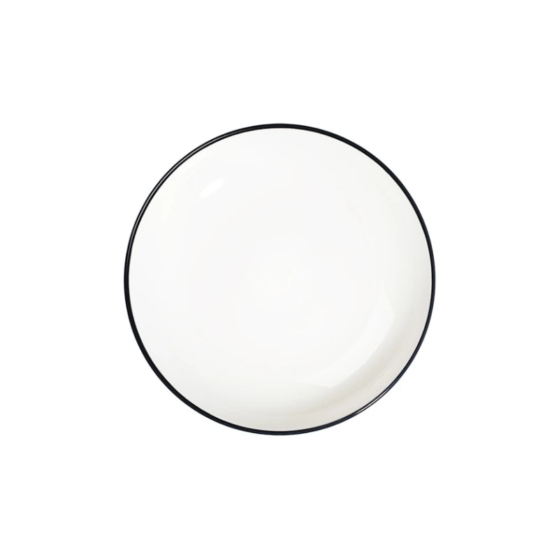 Тарелка глубокая ID-Fine Modest Black Valle, фарфор, белая/черная, 550 мл, 20 см