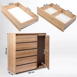 Комод Letta, бежевый, ЛДСП, 120x50x120 см Комод Letta, бежевый, ЛДСП, 120x50x120 см