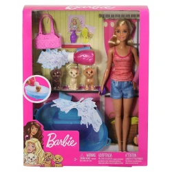 Кукла Barbie Puppy Bath Playset With Doll 3 Puppies & Accessories, 29см (887961744521)
