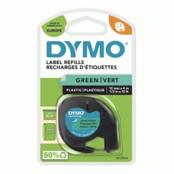 Лента для этикеток Dymo LetraTag Tape 91204 Plastic Black On Green (S0721640)