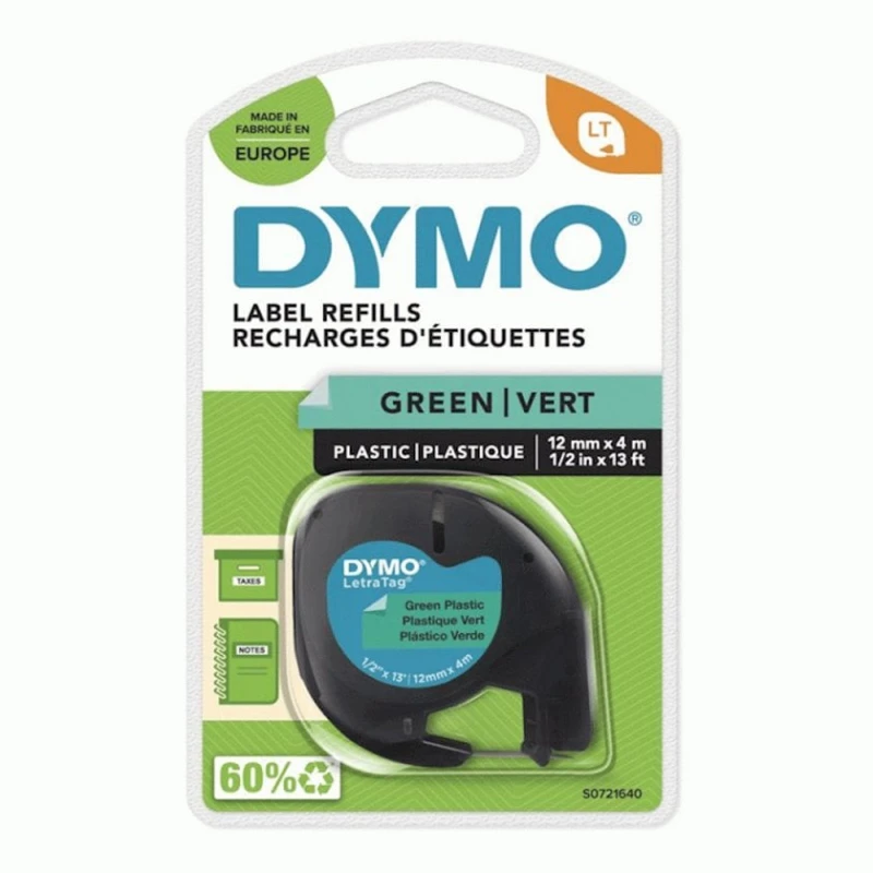 Лента для этикеток Dymo LetraTag Tape 91204 Plastic Black On Green (S0721640) Лента для этикеток Dymo LetraTag Tape 91204 Plastic Black On Green (S0721640)