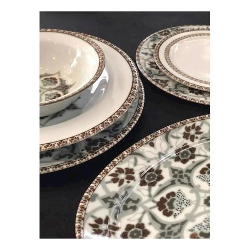 Nahar dəsti Porland Hüma 04POR032979, 32 parça, 6 nəfərlik, farfor, qəhvəyi