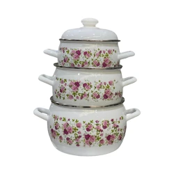 Qazan dəsti SHA-00002920, minalı örtük, ağ, 2 l/ 3.5 l/ 5 l