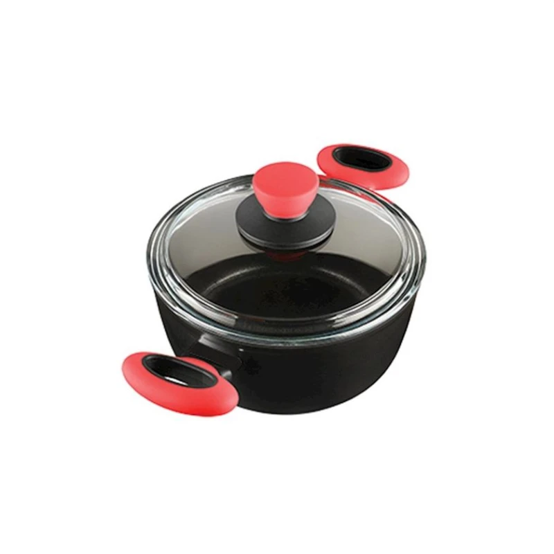 Кастрюля Leggno Colorgy, алюминий/титан, 20 см/2700 мл, черно-красная Кастрюля Leggno Colorgy, алюминий/титан, 20 см/2700 мл, черно-красная