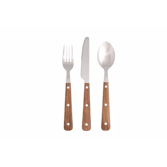 Набор столовых приборов Porland Woodea, мытье в посудомоечной машине, нержавеющая сталь, серебристый/коричневый, 25 см, на 6 персон, 18 предметов Набор столовых приборов Porland Woodea, мытье в посудомоечной машине, нержавеющая сталь, серебристый/коричневый, 25 см, на 6 персон, 18 предметов