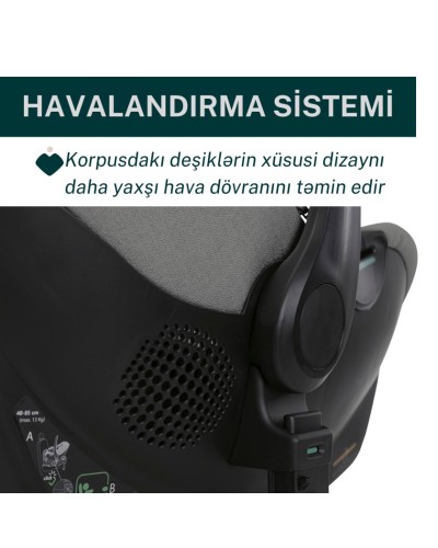 Avtomobil kreslosu Chicco Kory Plus Lunar Rock, boz/qara, 63x36x37 sm, 0+ ay