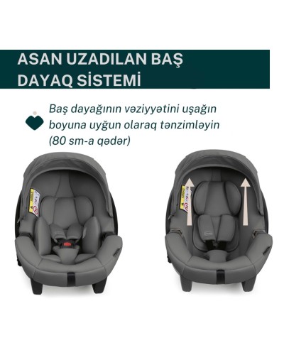 Avtomobil kreslosu Chicco Kory Plus Lunar Rock, boz/qara, 63x36x37 sm, 0+ ay