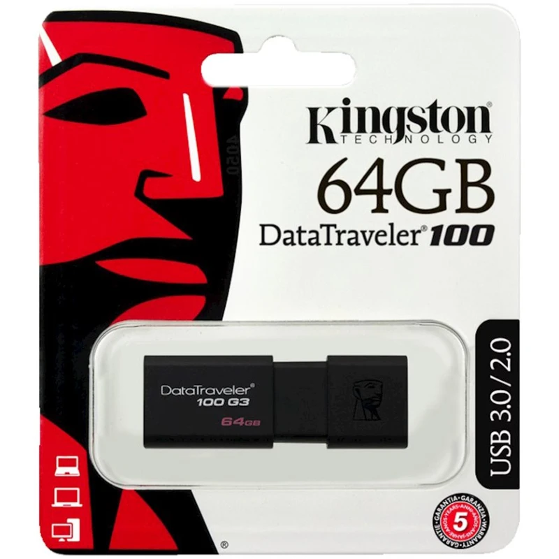 Флешка Kingston 64GB DataTraveler 100 G3 (DT100G3/64GB) Флешка Kingston 64GB DataTraveler 100 G3 (DT100G3/64GB)