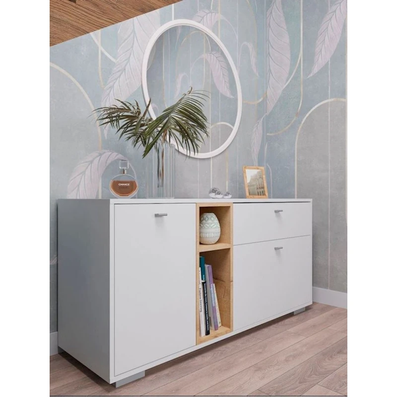 Komod, 131.4x64.7x43 sm, LDSP, ağ/qəhvəyi Komod, 131.4x64.7x43 sm, LDSP, ağ/qəhvəyi