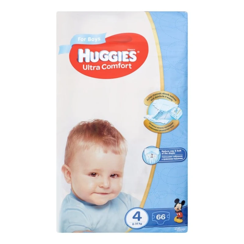 Oğlanlar üçün bezlər Huggies Ultra Comfort 4 Mega 66 əd